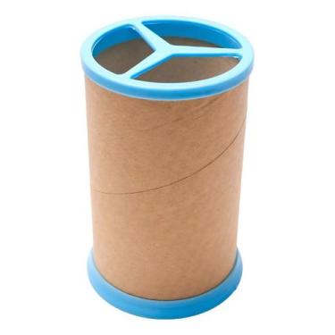 Imagem de 30 Porta Lápis 10x6,5cm Papel Kraft com Tampa Plástica Organizador Prá