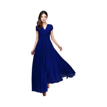 Imagem de Vestido De Praia Sexy Boho Para Mulheres, Manga Curta, Decote Em V Pro