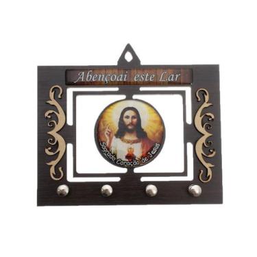 Imagem de Porta Chaves Sagrado Coração de Jesus - 11x15 cm - Santinhos do Brasil