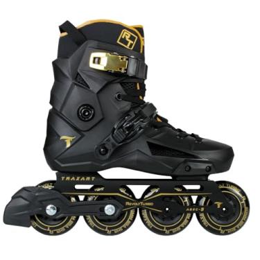 Imagem de Patins Traxart Revolt Turbo Black Gold Inline Freestyle - 80mm ABEC-9 Cromo