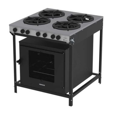 Imagem de Fogão a Gás Industrial Gourmet 4 Bocas Piso GLP Venax FFI 430-2 Mesa Inox Acendimento Manual com Forno 100L