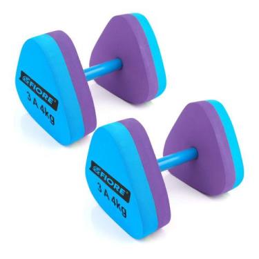 Imagem de Halter Triangular EVA Para Hidroginástica 3 A 4 Kg Fiore, Azul, Roxo