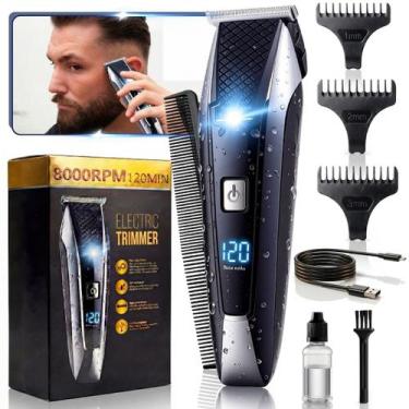 Imagem de Máquina de Cortar Cabelo e Barba Profissional USB Recarregável À Prova