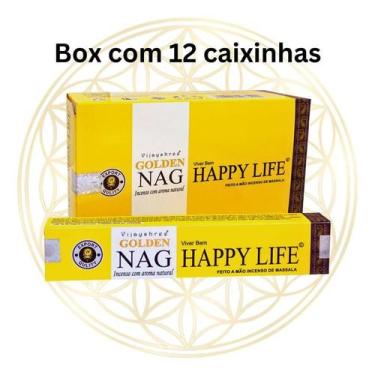 Imagem de BOX Com12 Caixinhas Incensos Golden Nag Massala Indiano Varetas, Happy