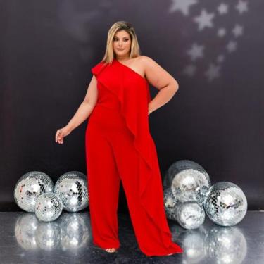 Imagem de Macacão Feminino Plus Size Pantalona Babado Luxo 0676 - Bellucy Modas,
