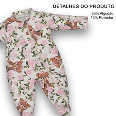 Imagem de Macacão Molecotton Bebê Menina Estampa Rosas Marfim Upi Uli, M