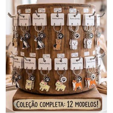 Imagem de Kit com 12 Chaveiros em Metal Atacado Cachorros sortidos cor: Modelo 1
