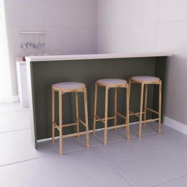 Imagem de Bancada Ilha 200cm 100% MDF Cozinha Sevilha Verde/Hill/Cinza - Herval