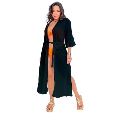 Imagem de Saída De Praia Longo Bufante R153 - STYLE STORE, Preto, P