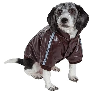 Imagem de Jaqueta de camurça costurada para cães PET Life 'Wuff-Rider', PP, marrom escuro