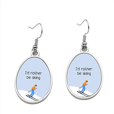 Imagem de Brinco I'd Rather be Skiing Man - Brincos com pingente para meninas - Presente de festa de aniversário dos namorados