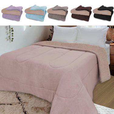 Imagem de Coberdrom Queen Edredom Dupla-face Soft Aveludado e Sherpa tipo Lã 240x240cm - BF Colchões