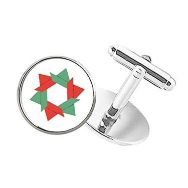 Imagem de DIYthinker Abotoaduras de botões redondos com estampa de origami abstrata de flores de Natal