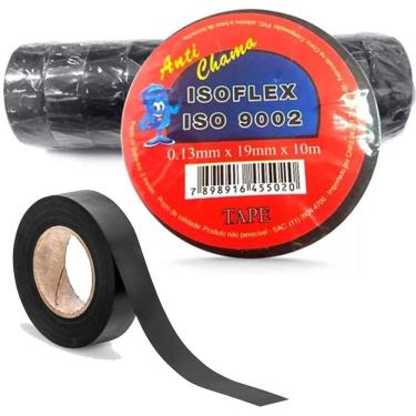Imagem de Kit 10x Fita Isolante 0,13mm x 19mm x 10 metros Prof Preto