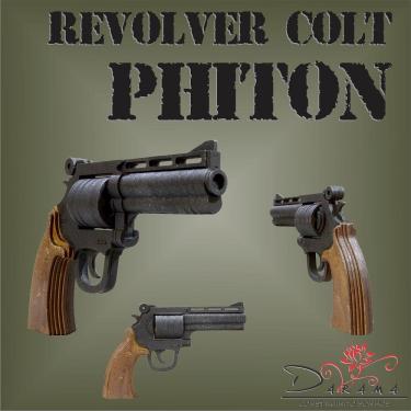 Imagem de Quebra cabeças 3D mod. Arma Revolver Colt Phiton em MDF 3mm PINTURA- Darama