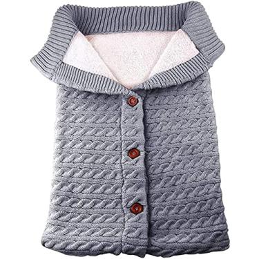 Imagem de Cobertor para bebê | Saco de dormir para bebês | Saco de dormir quente de inverno para bebês | Carrinho de dormir com botão espesso com lã quente | Acessório para carrinho de bebê (cinza)