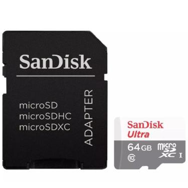 Imagem de Cartão de Memória Micro Sd Sandisk 64GB Ultra + Adaptador