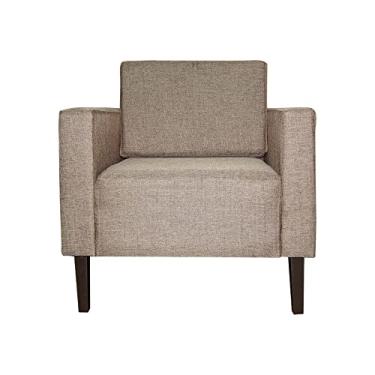 Imagem de Poltrona Decorativa Leticia Slim Pés Trapézio Linho Cacau - DS Estofados