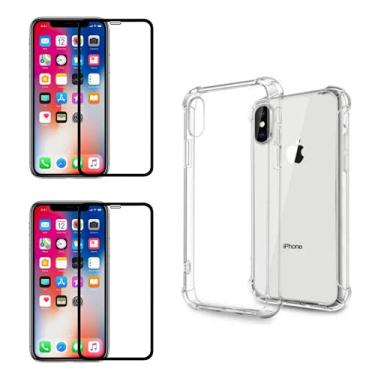 Imagem de Kit Capa Antishock + 2X Película Vidro 3D Compatível iPhone X 5.8"