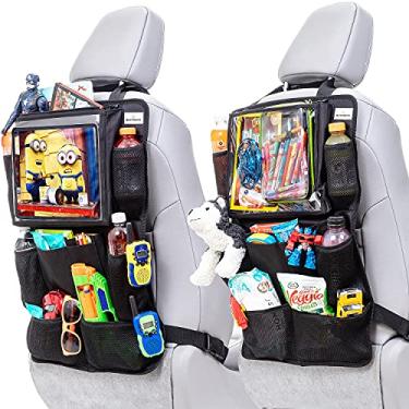 Imagem de Tapetes organizadores de assento de carro Quint Essence com suporte de tablet ajustável GG 12,9 polegadas, transparente, tela sensível ao toque, 11 bolsos de armazenamento, organizador de assento traseiro, acessório de carro, fácil de instalar, organizador de carro, assento traseiro, 2 unidades