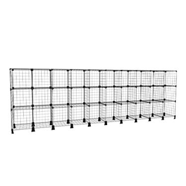 Imagem de Estante Organizadora Aramada Balcão Expositor de Loja 30 Nichos Modelo Colmeia de Aço Horizontal Preto