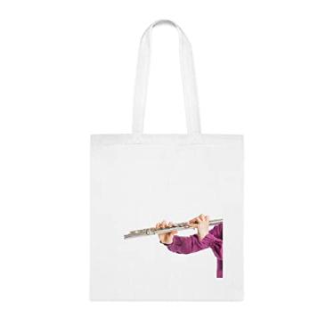 Imagem de SpreadPassion Sacola transversal para flauta, presente de flauta transversal, bolsa de ombro de flauta transversal, bolsa reutilizável de flauta transversal, ideia de presente de aniversário e Natal