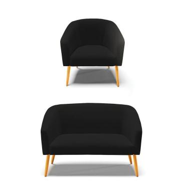 Imagem de Kit 01 Namoradeira 02 Lugares E 01 Poltrona A79 Preto