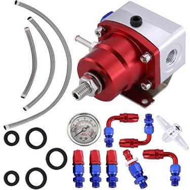 Imagem de Regulador de Pressão de Combustível Ajustável Universal + Medidor de Óleo 160PSI AN 6 Kit de Montagem Universal Ajustável de Regulador de Pressão de Combustível + 6 Conexões e Medidor de Óleo 160PSI Universal