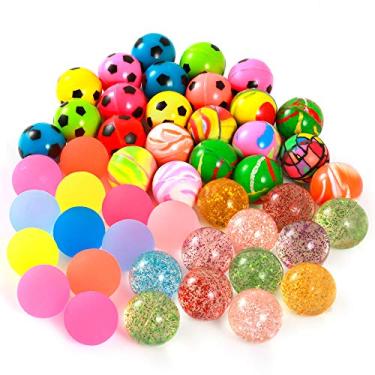 Imagem de Pllieay Conjunto de 48 bolas de 25 mm com 4 estilos, inclui série de bolas de cores mistas, série de bolas de neon, séries de futebol e bola dourada para encher sacos de festa