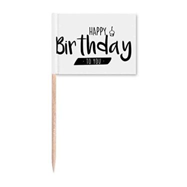 Imagem de Happy Birthday Cake Quote Style Toothpick Flags Marker Topper Decoração de Festa