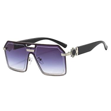 Imagem de Rimmes One Piece Óculos de Sol Quadrados Para Mulheres Moda Superdimensionada Gradiente Liga Óculos De Sol Masculino Plano Uv400 Tons Gafas De Sol, Dourado Duplo Cinza, Tamanho Único