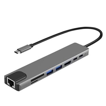 Imagem de MOOKEENONE Hub adaptador USB 3.0 multiportas USB C 4k HDMI 8 em 1 tipo C 1000 Mbps