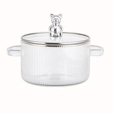 Imagem de Potes de vidro para cozinhar no fogão panela de vidro resistente ao calor panela de vidro panela de cozimento de vidro com tampa para macarrão de massa, sopa, leite, comida para bebê, ferver vinho tinto 1.5L