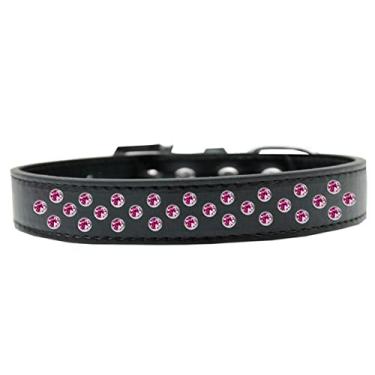 Imagem de Mirage Pet Products Coleira para cachorro Sprinkles com cristais rosa brilhante, tamanho 16, preta