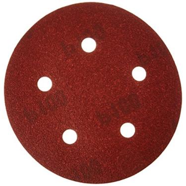 Imagem de PORTER-CABLE 735501025 Lixa de gancho e laço de 12,7 cm, grão 100 com 5 furos (pacote com 25)