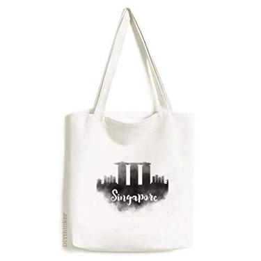 Imagem de Bolsa sacola de lona com tinta de marca de cidade, bolsa de compras casual