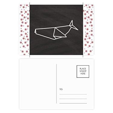 Imagem de Cartão postal abstrato, origami, tubarão, formato geométrico, Natal, flores, celebração, cartão postal