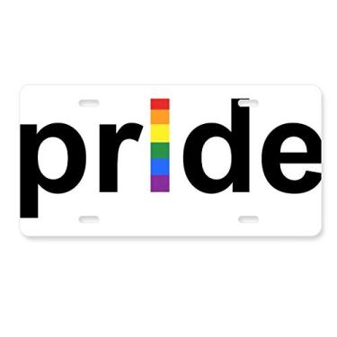 Imagem de DIYthinker Placa de licença lGBT arco-íris gay lésbica transgênero decoração de carro acessório de aço inoxidável