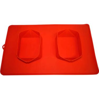 Imagem de Comedouro e Bebedouro Silicone Quadrado Vermelho - Tam. Único