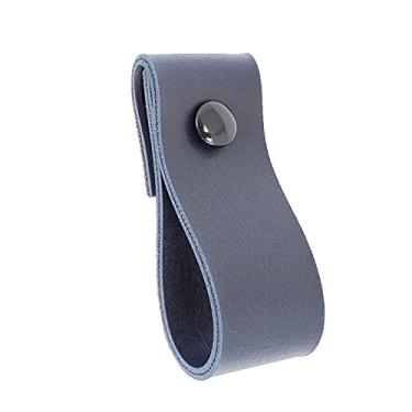 Imagem de Puxador Dobi Parafuso - Textura de Couro Azul Marinho - Parafuso Preto