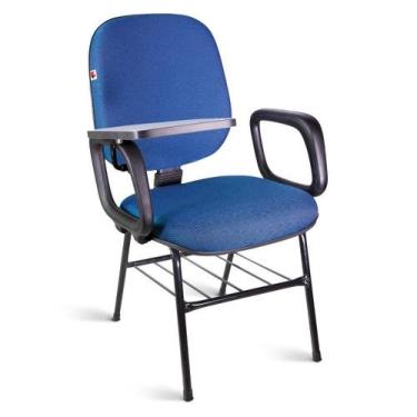 Imagem de Cadeira Universitária Diretor Tecido Azul Com Preto - Shopcadeiras