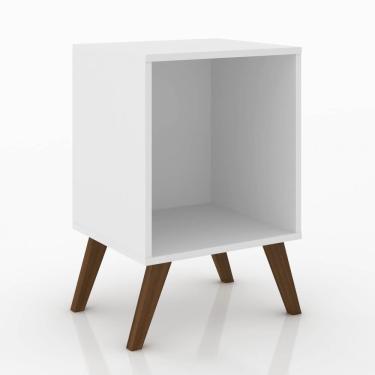 Imagem de Mesa de Canto com Nicho e Pés Retrô - Branco