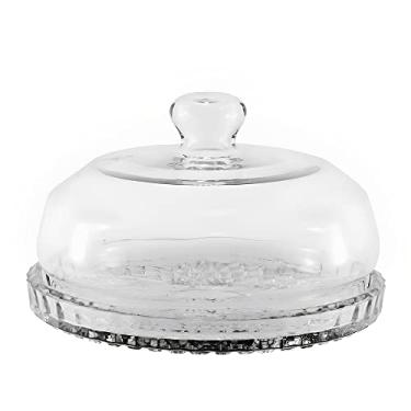 Imagem de Queijeira Grande em Vidro com Tampa Para Queijo 20 cm Redonda Transparente Luxo Resistente Vidro Grosso