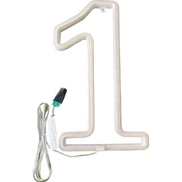 Imagem de Luminária de Parede Numero 1 Led Neon Branco Quente 26 cm 3D Gold Print