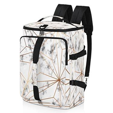 Imagem de Mochila de mármore geométrico com compartimento para sapatos, bolsa esportiva à prova d'água, alça de ombro ajustável, mochila de viagem para academia, esportes, caminhadas, laptop