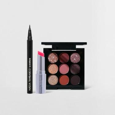 Imagem de Kit Paleta de Sombras To Go My Glam + Revitalizador Labial Rosa + Caneta Delineadora Nádia Tambasco By Océane (3 Produtos)