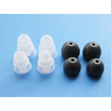 Imagem de Conjunto de fones de ouvido intra-auriculares com flange tripla transparente e pontas redondas compatíveis com Shure SE110, SE115, SE210, SE315, SE420, SE425, SE530 PTH, SE535