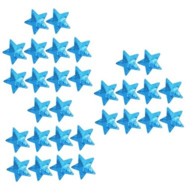 Imagem de EXCEART 30 Peças Adesivo De Costura Aplique Ferro Na Decoração Azul Adesivos Coloridos Remendos Estelares Remendos De Estrelas Lantejoulas Douradas Bordadas Legal Jaqueta Bandeira Bordado