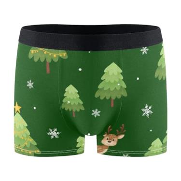 Imagem de KLL Cueca boxer masculina de Natal verde cervo boxers cueca masculina boxer para hombre pequena, Veado fofo de Natal, verde, P