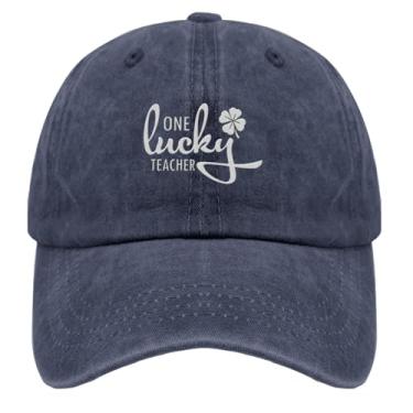 Imagem de Boné de beisebol one licky Teacher Trucker Hat para adolescentes retrô bordado snapback, Azul marinho, Tamanho Único